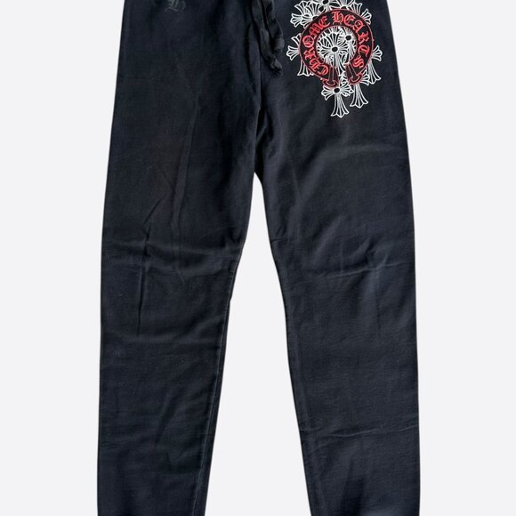 Chrome Hearts Black & Red Cemetery Horseshoe Logo Sweatpants - Picture 1 of 5